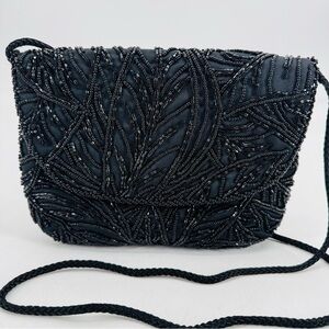 Vintage 90’s Carla Marchi Classic Beaded Satin Embellished Evening Shoulder Bag